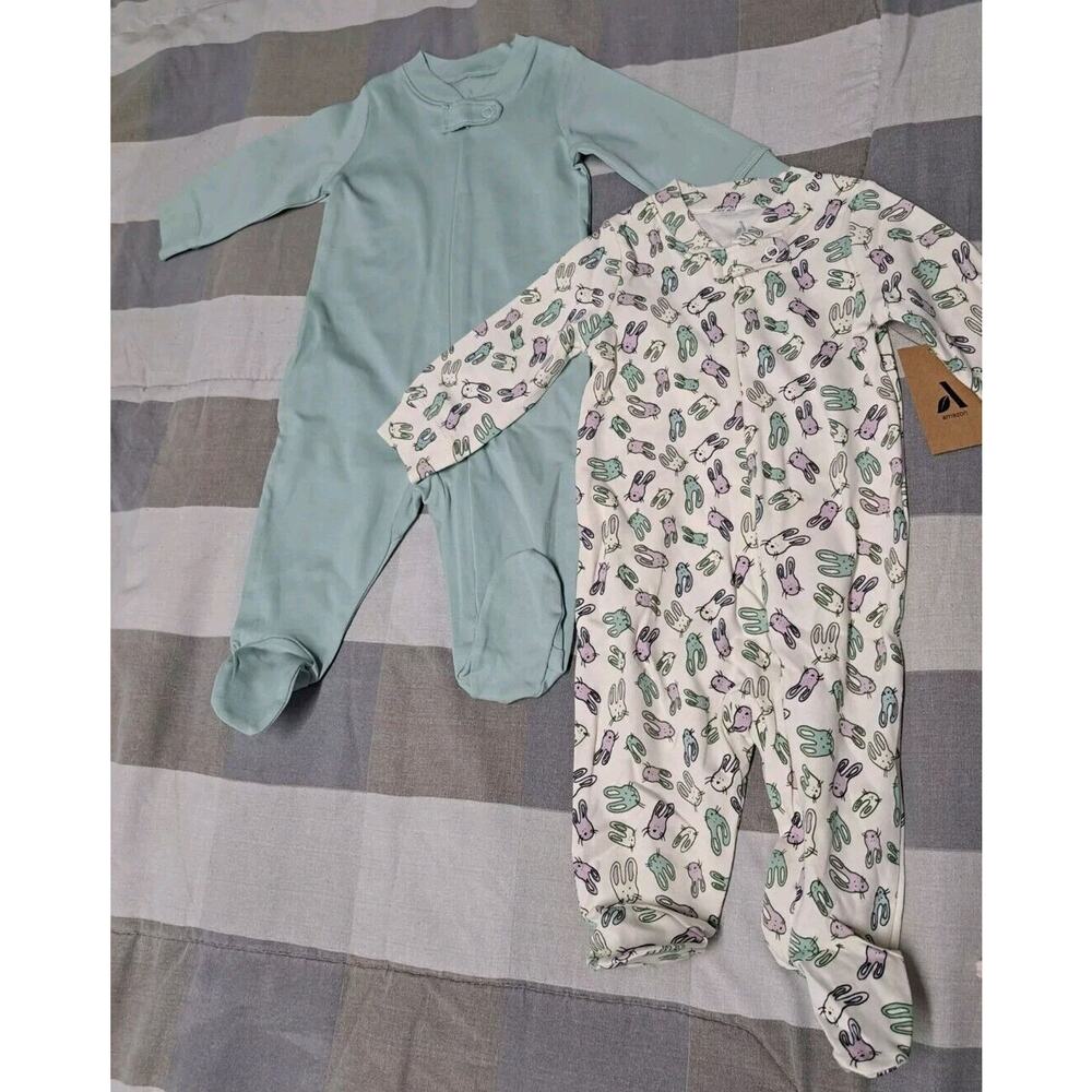 Amazon Aware Unisex Babies' Cotton Footed Sleeper Pajamas Pack Of‎ 2 (3 Months)